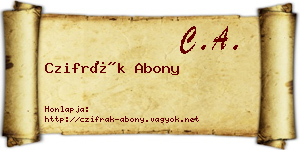 Czifrák Abony névjegykártya